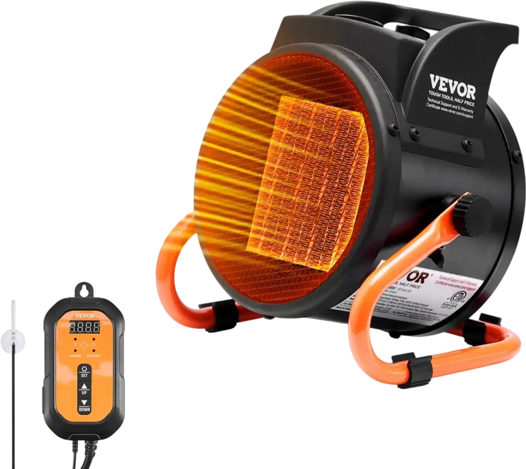 Vevor Greenhouse Heater Portable Electric Heater Fan with Thermostat 1500W New