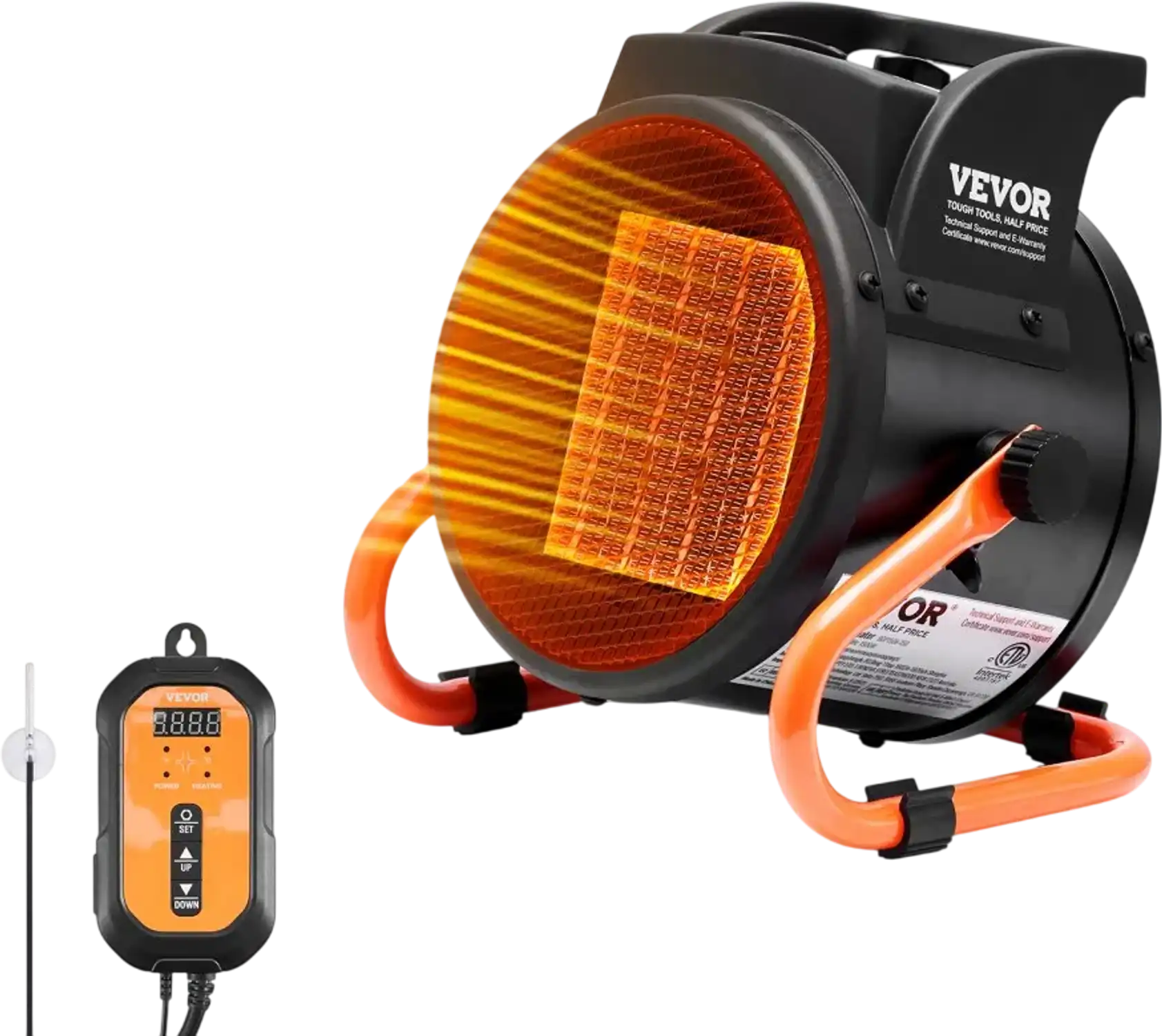 Vevor Greenhouse Heater Portable Electric Heater Fan with Thermostat 1500W New