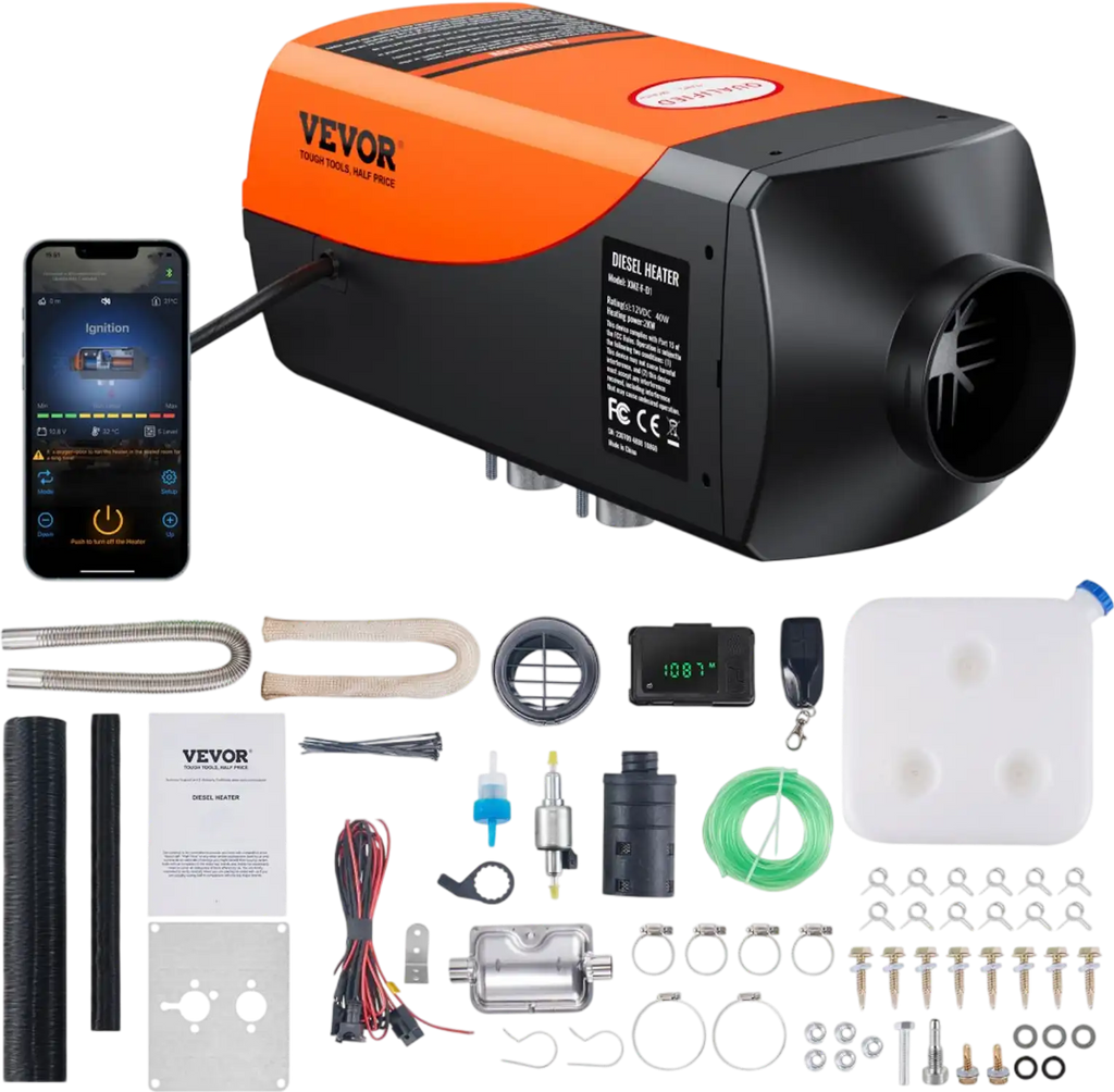 Vevor Diesel Air Heater 12V 2KW Bluetooth App LCD Display for Car Bus RV New