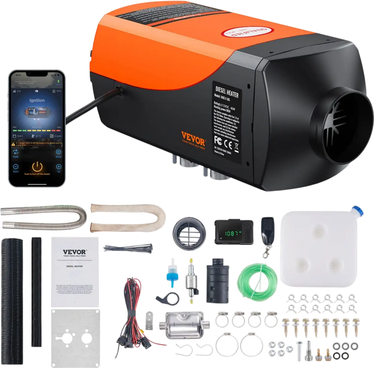 Vevor Diesel Heater Bluetooth App Control 12V 8KW Parking Heater New