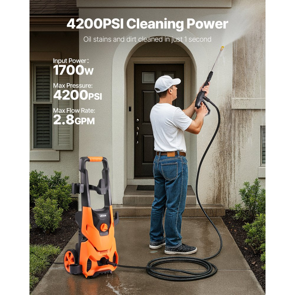 Vevor Electric Pressure Washer 4200 PSI 2.8 GPM Foam Cannon Nozzles New