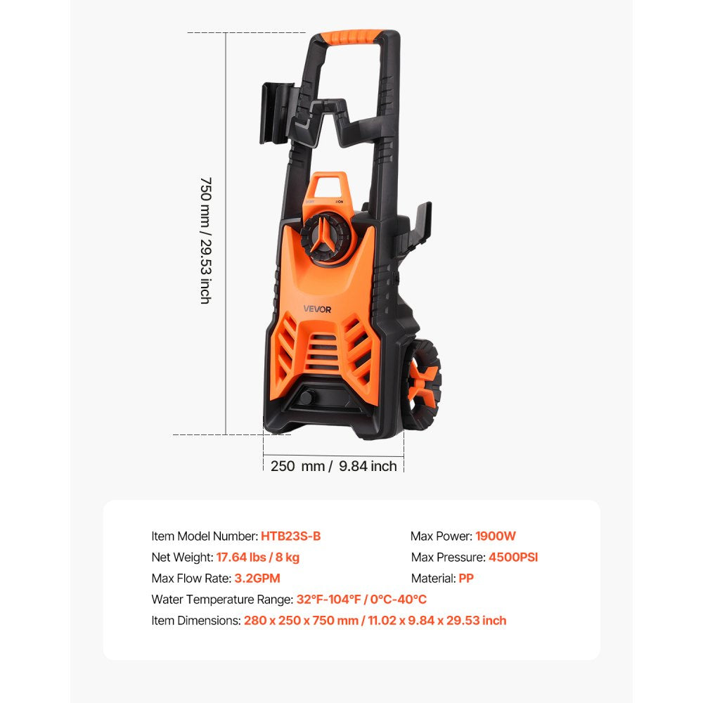 Vevor Electric Pressure Washer 4500 PSI 3.2 GPM w/ Foam Cannon New