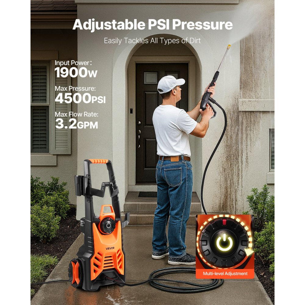 Vevor Electric Pressure Washer 4500 PSI 3.2 GPM Pressure Adjustment Cleaner New