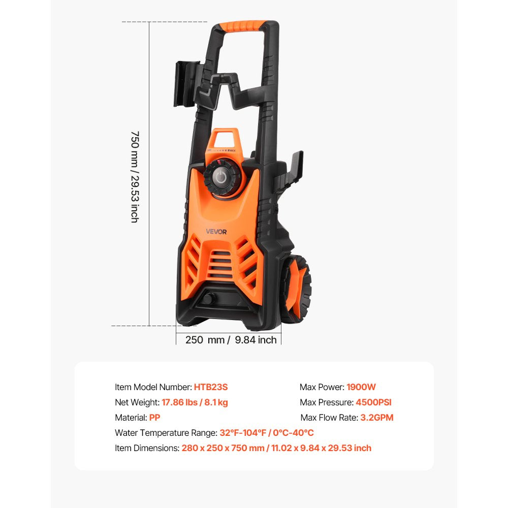 Vevor Electric Pressure Washer 4500 PSI 3.2 GPM Pressure Adjustment Cleaner New