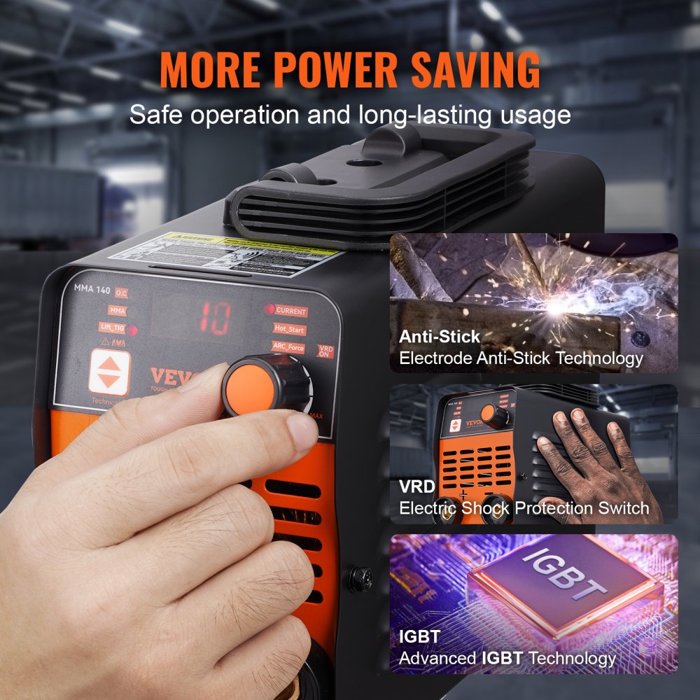 Vevor Welder 2-In-1 ARC/Lift TIG Inverter Welding Machine 140A 110V Portable MMA with Hot Start New