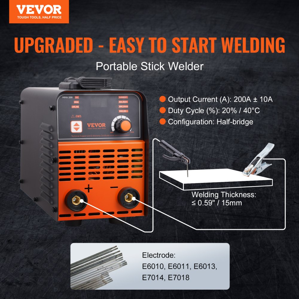 Vevor Stick Welder 200A ARC Lift TIG 2-in-1 IGBT Inverter 110V/220V New