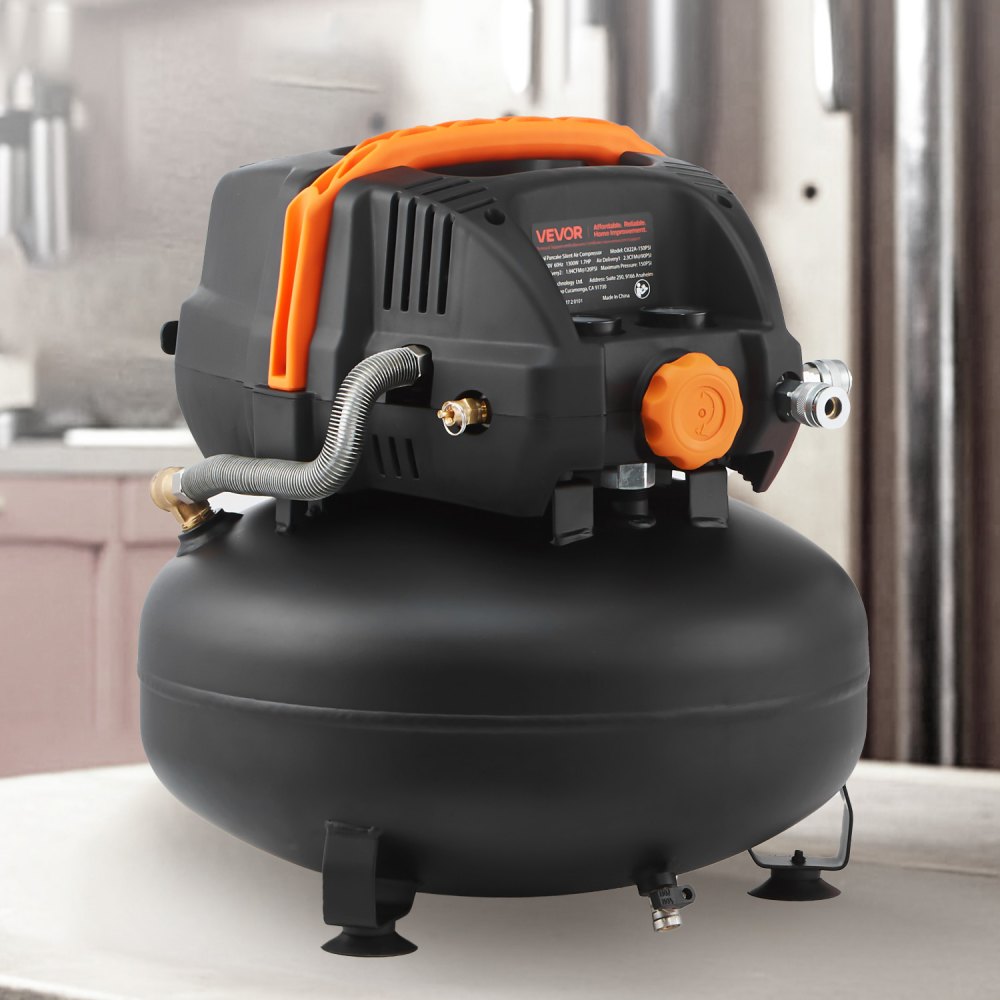 Vevor Air Compressor 6 Gallon 150 PSI Portable Pancake with 12-Piece Accessory Kit New