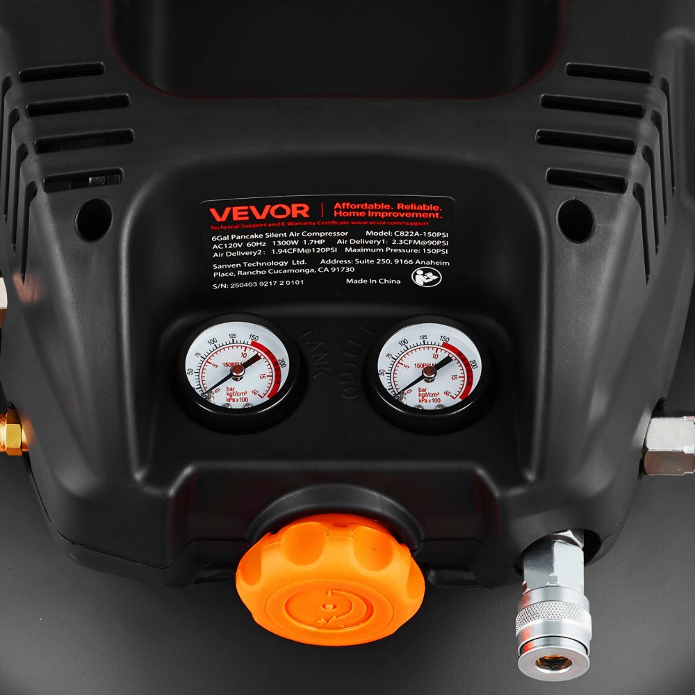 Vevor Air Compressor 6 Gallon 150 PSI Portable Pancake with 12-Piece Accessory Kit New