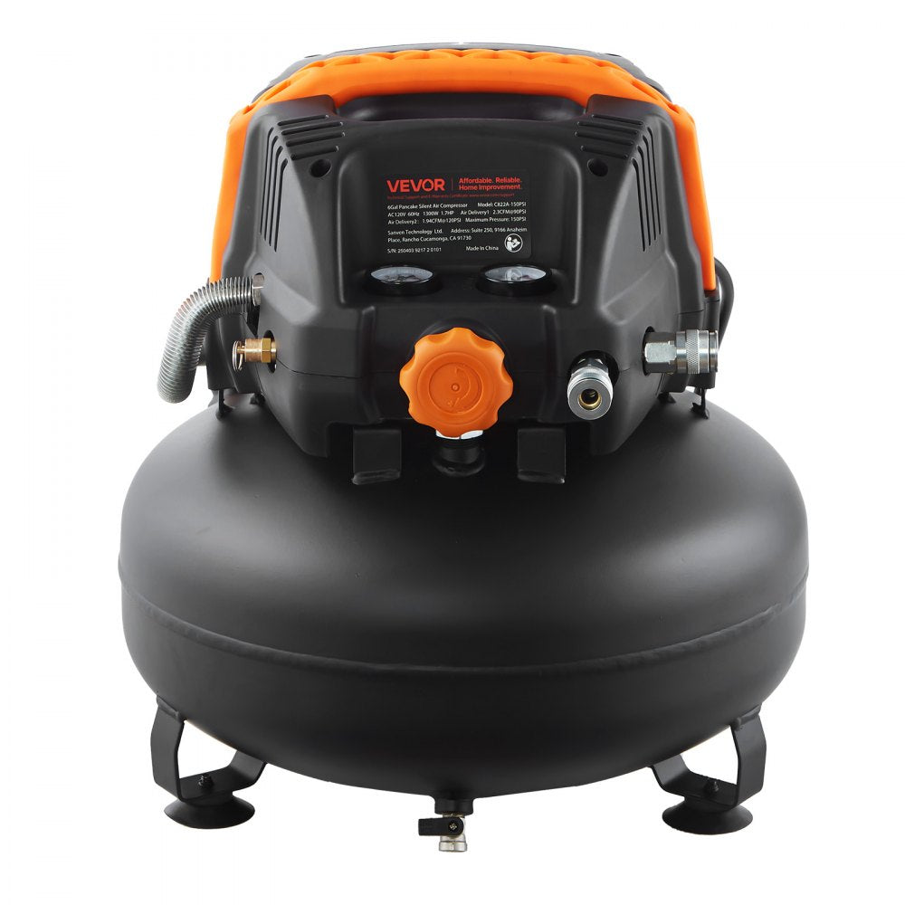 Vevor Air Compressor 6 Gallon 150 PSI Portable Pancake with 12-Piece Accessory Kit New