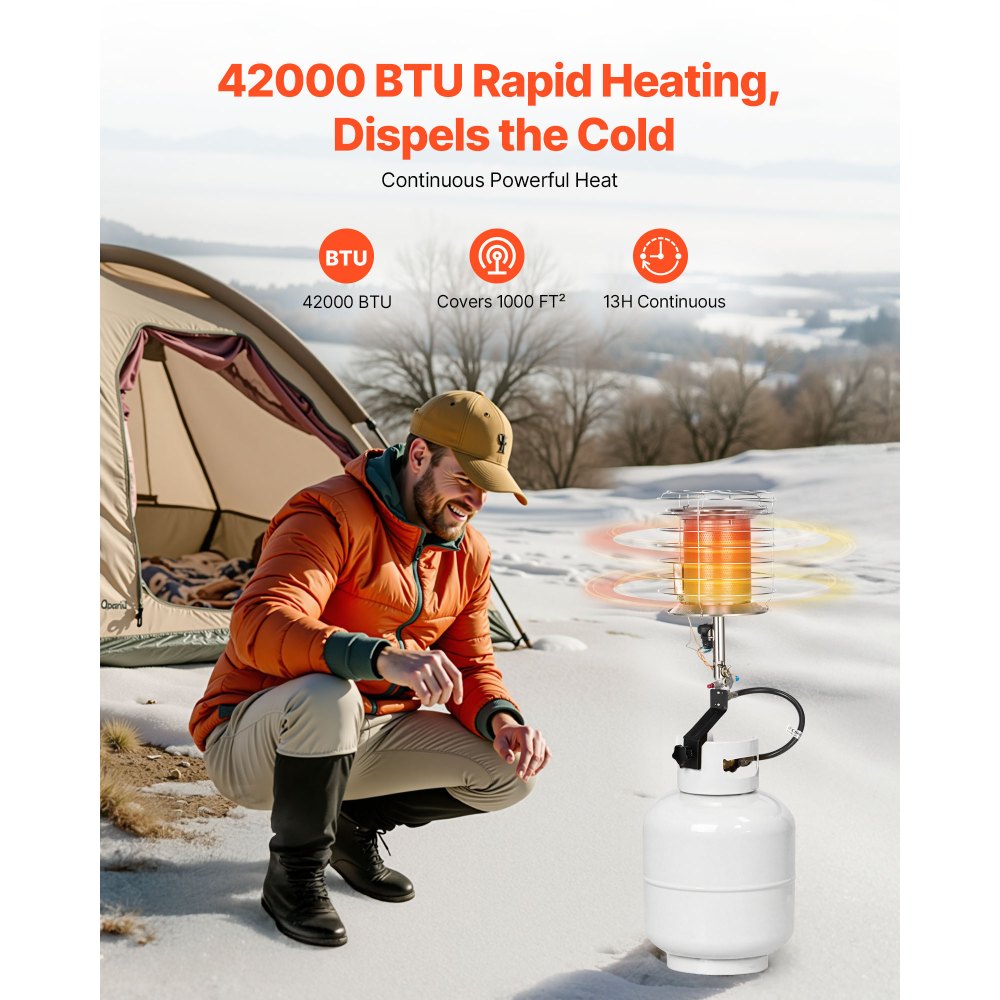 Vevor Propane Tank Top Heater 42000 BTU Infrared Radiant Single Burner New