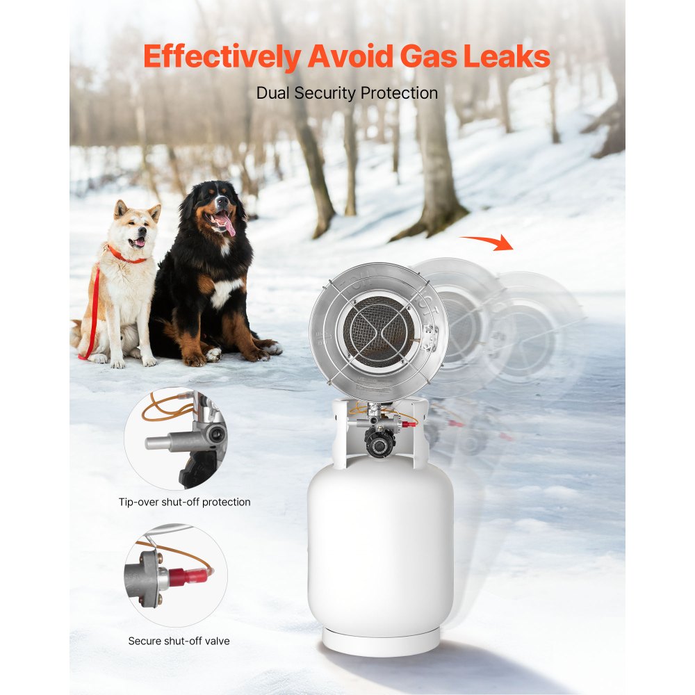 Vevor Propane Tank Top Heater 15,000 BTU Infrared Radiant Single Burner Round New
