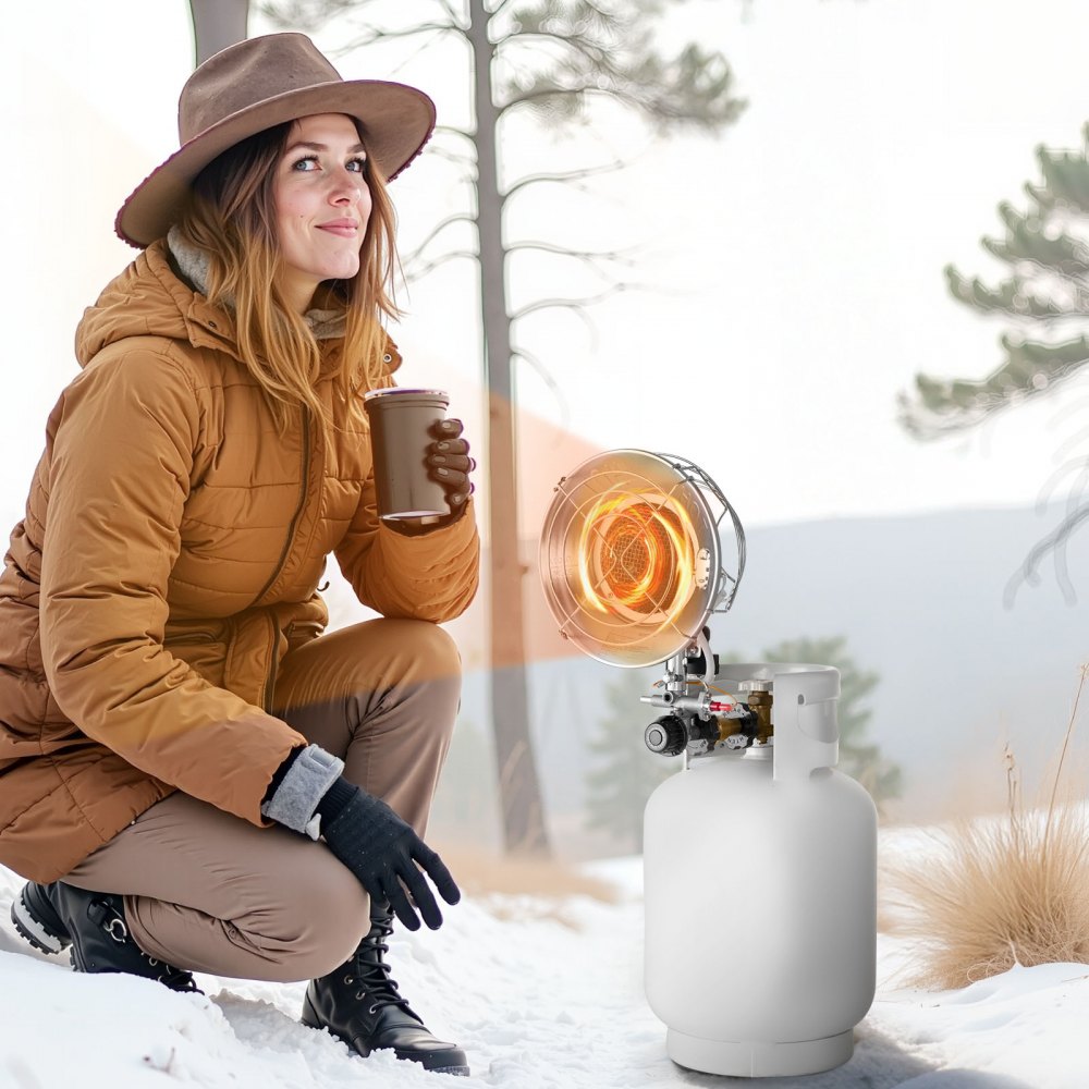 Vevor Propane Tank Top Heater 15,000 BTU Infrared Radiant Single Burner Round New