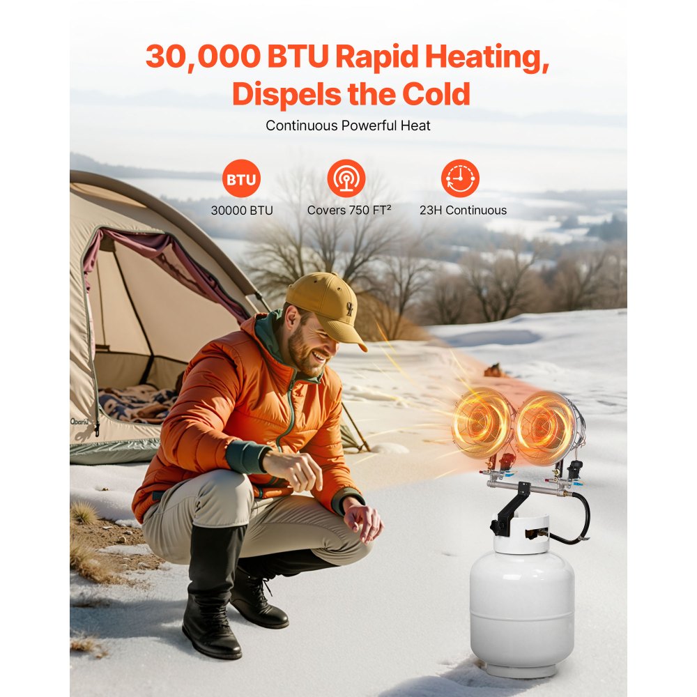 Vevor Propane Tank Top Heater 30000 BTU Infrared Radiant Single Burner New