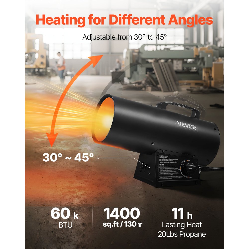 Vevor Propane Heater 60,000 BTU Portable Forced Air Barrel Heater New
