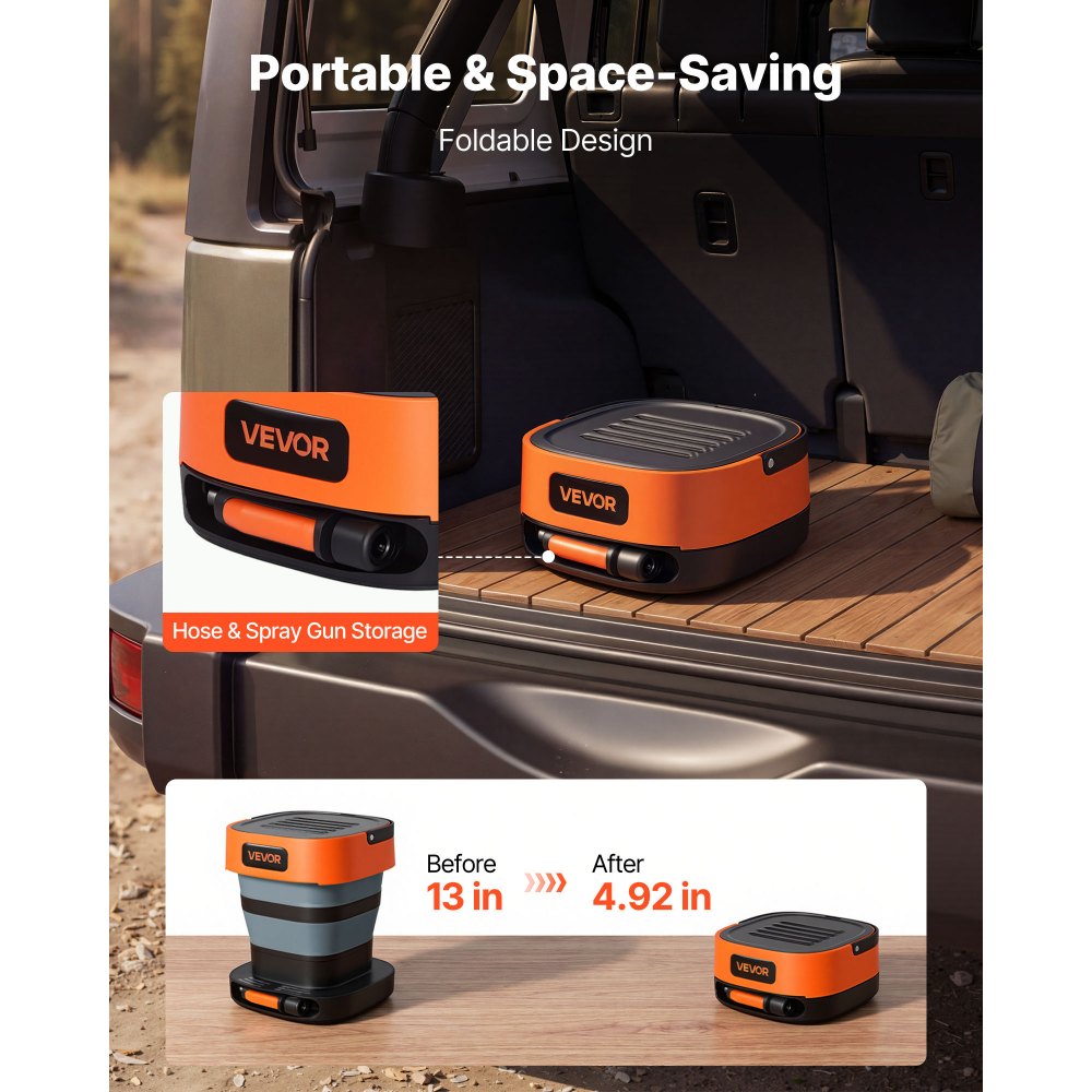Vevor Pressure Washer Portable Cordless Foldable 2.64 Gal 109 PSI Power Washer New