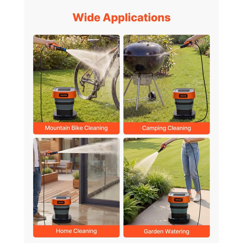 Vevor Pressure Washer Portable Cordless Foldable 2.64 Gal 109 PSI Power Washer New