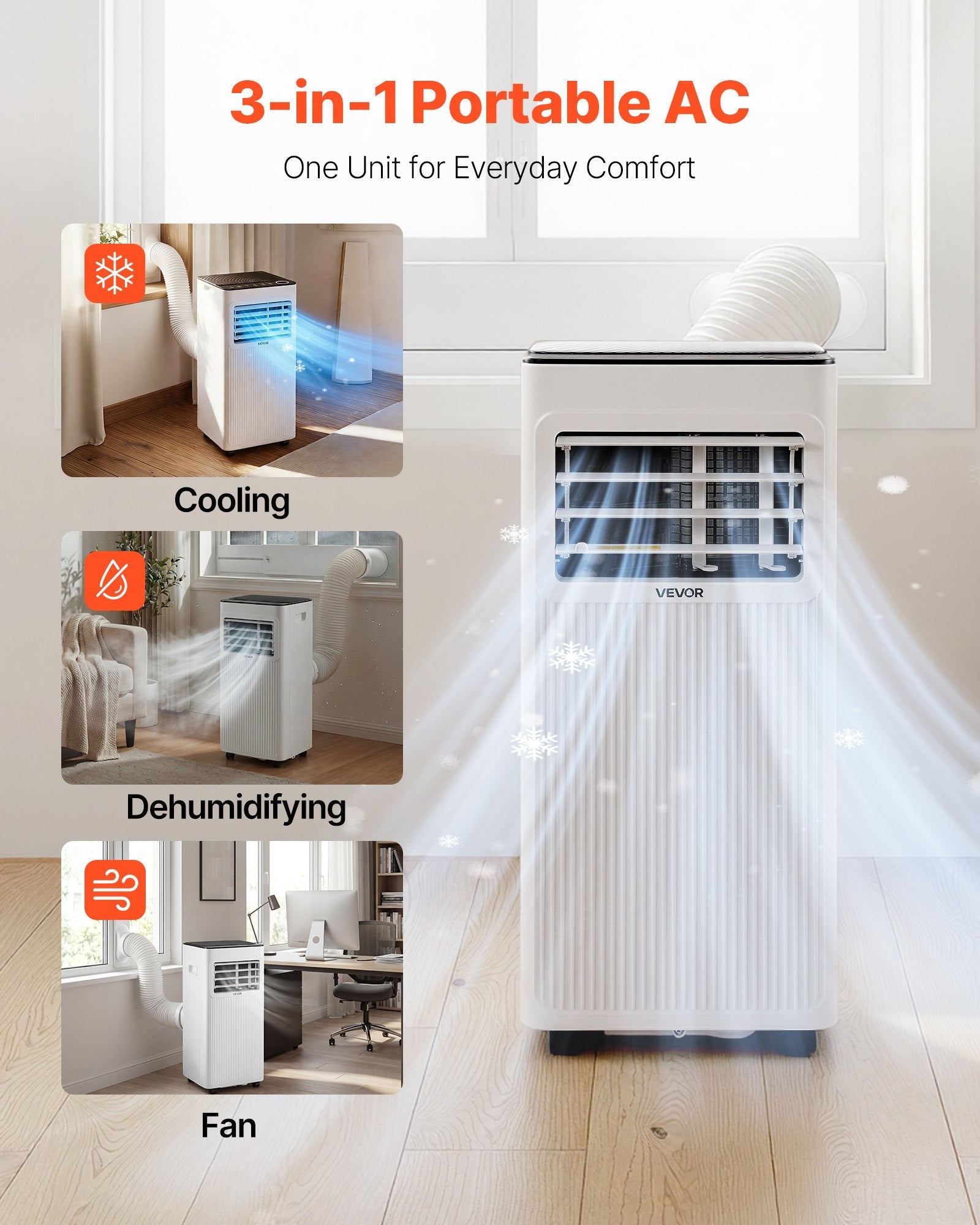 Vevor Portable Air Conditioner 10,000 BTU with LED Touch Panel Remote Control New