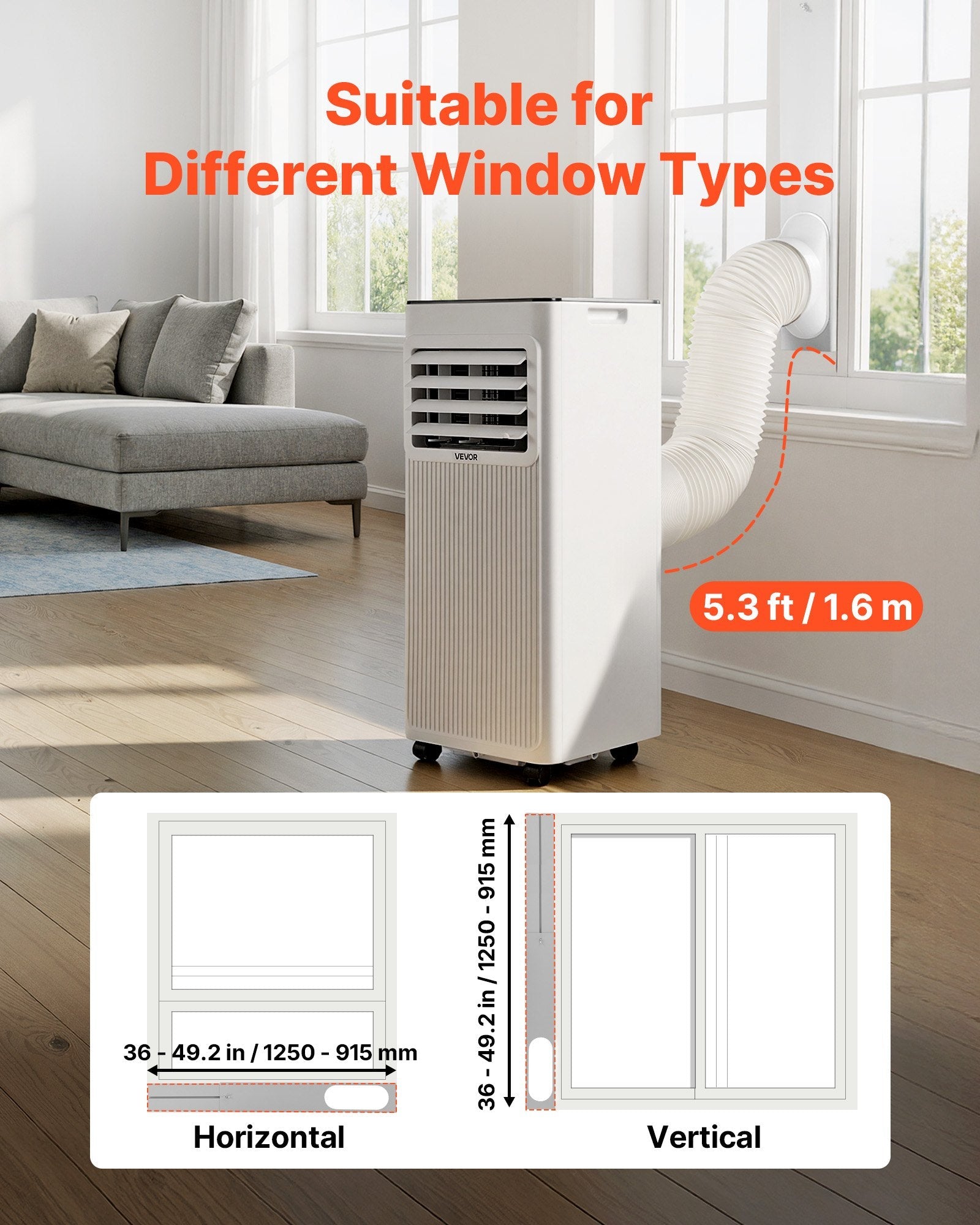 Vevor Portable Air Conditioner 10,000 BTU with LED Touch Panel Remote Control New