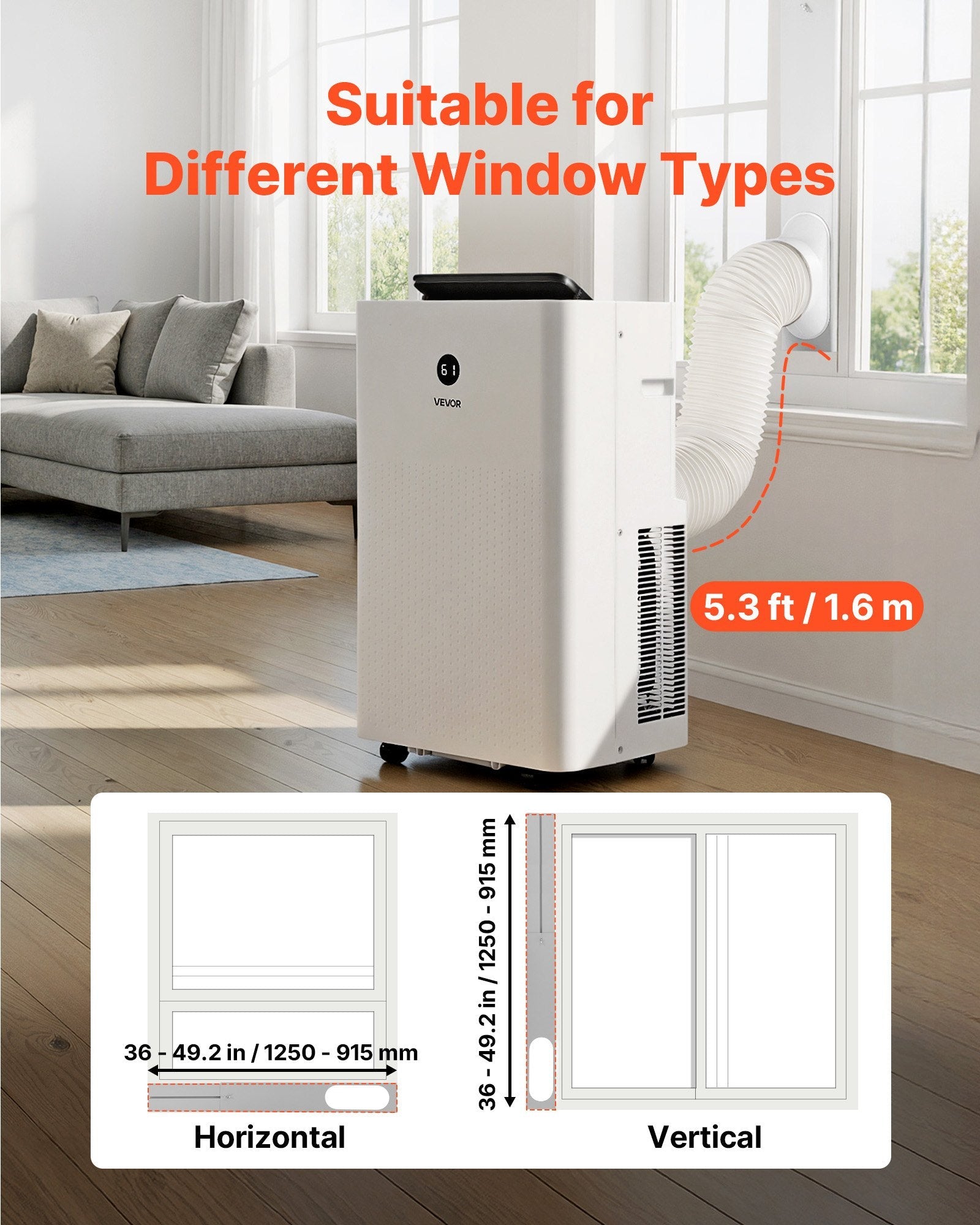 Vevor Portable Air Conditioner 12,000 BTU with LED Touch Panel Remote Control New