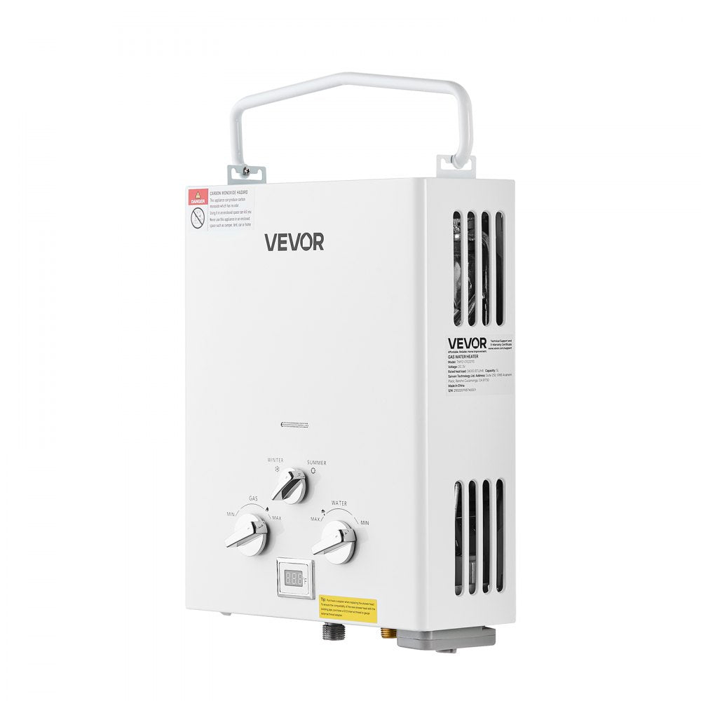 Vevor Water Heater Portable Propane Tankless 5L 1.32 GPM for RV Camping New