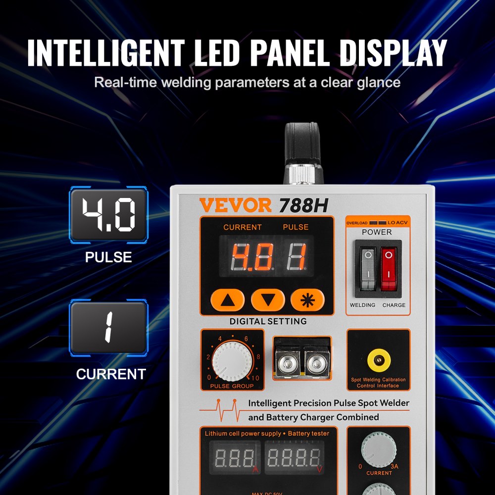 Vevor Battery Spot Welder Portable Pulse Welder & Battery Charger with 2 Welding Modes New