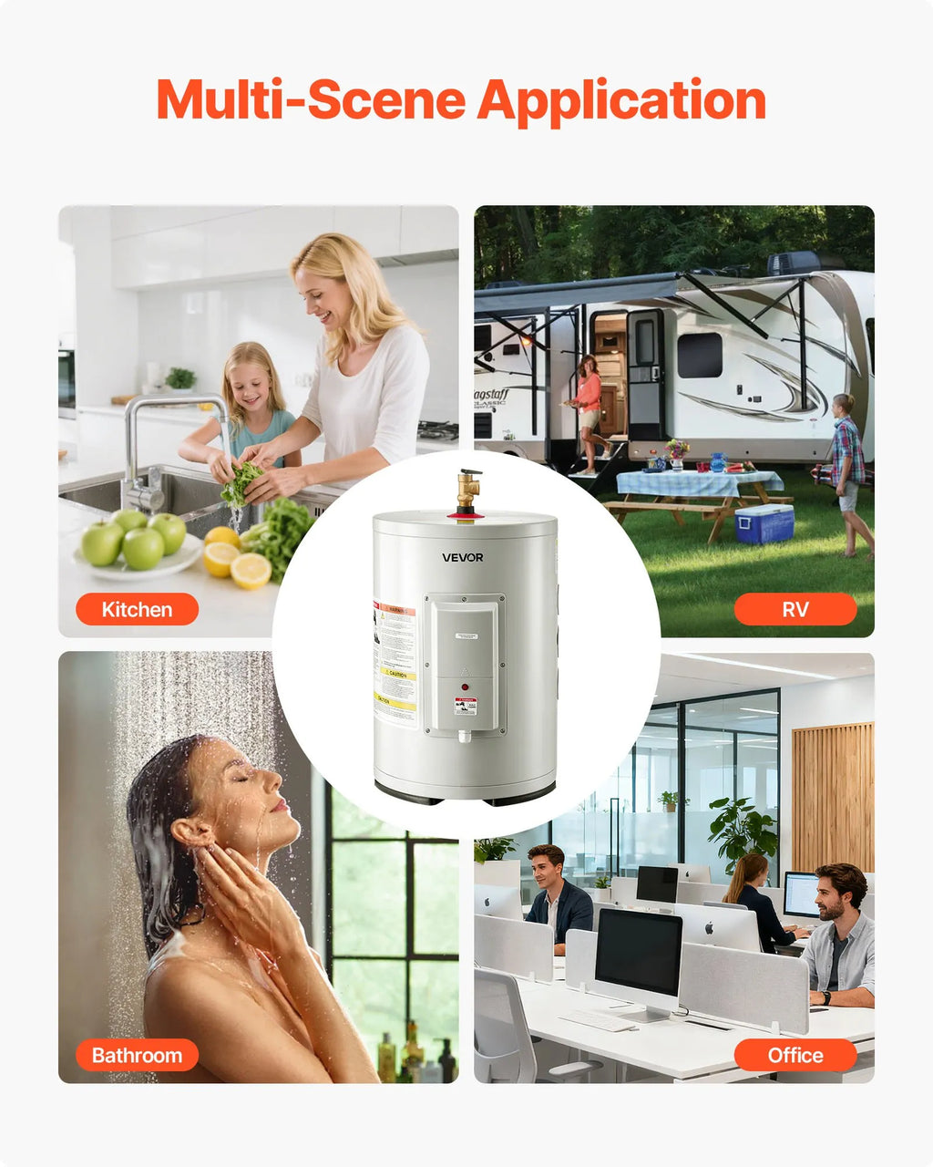 Vevor Electric Water Heater 6 Gal. Tank Point-of-Use 1800W 120V New