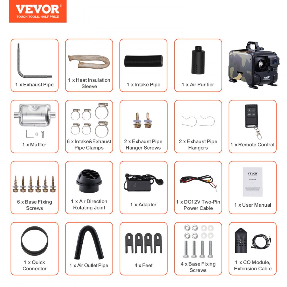 Vevor Diesel Heater 8kW 12V/24V Bluetooth All-in-One Portable Air Heater New