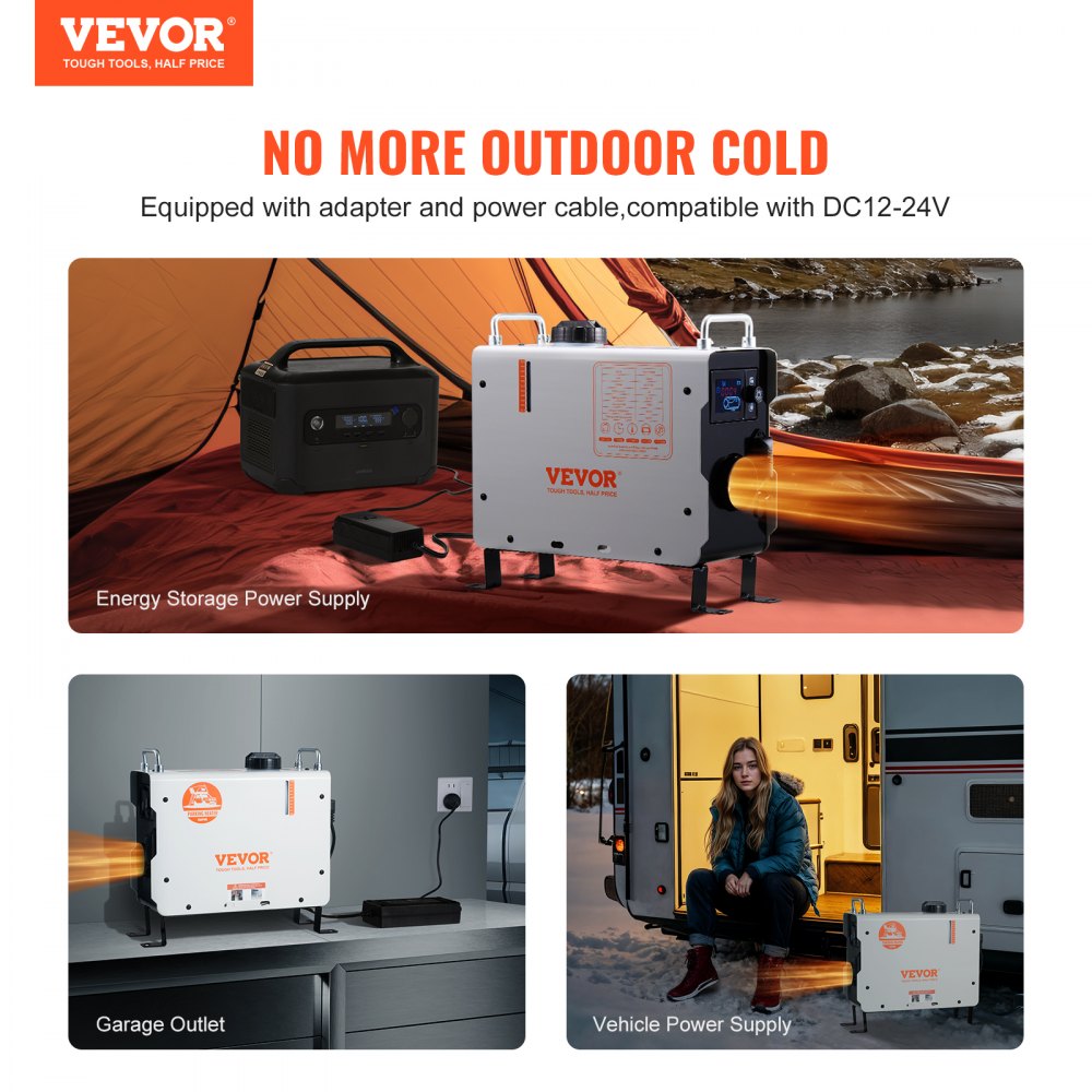 Vevor Diesel Heater 2kW 12V/24V All-in-One Bluetooth App Remote Control Portable Heater New