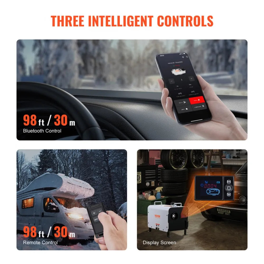 Vevor Diesel Heater Bluetooth App Remote Control 8kW 12/24V Portable Air Heater New