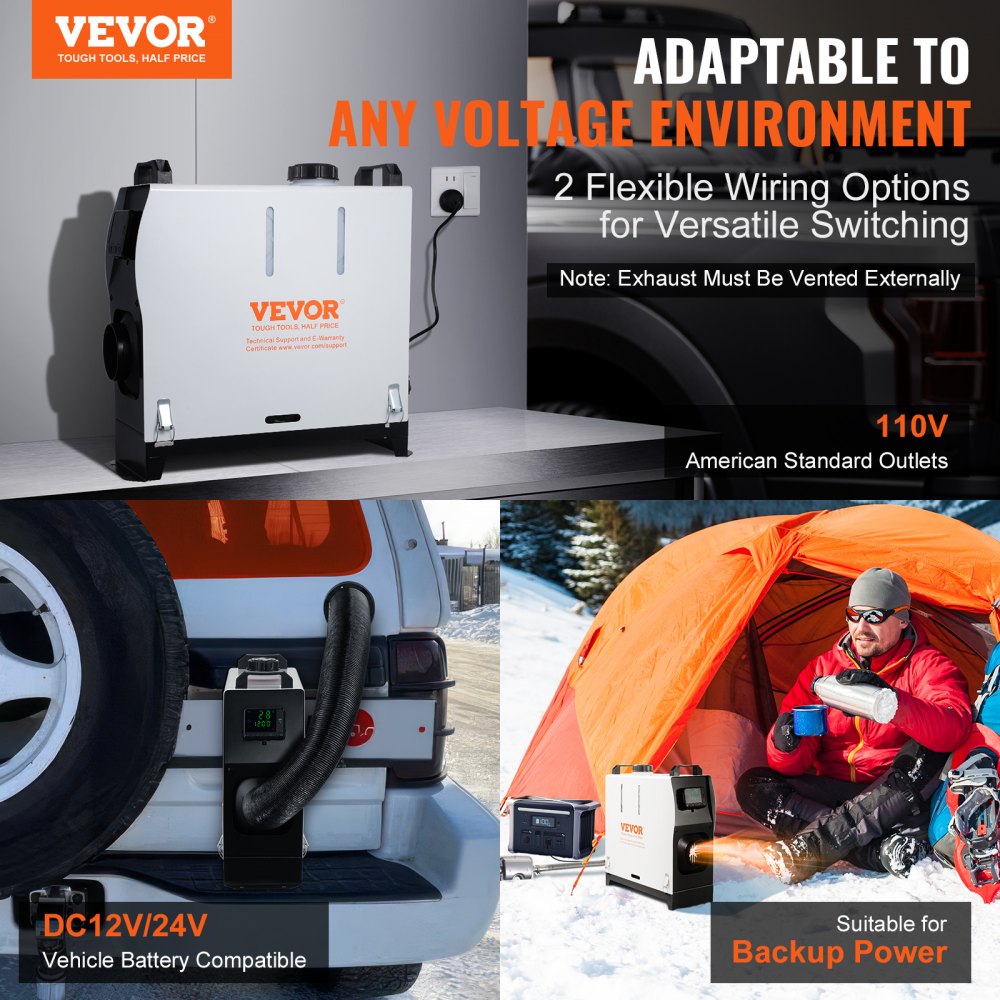 Vevor Diesel Heater All-in-One 12V 8 kW LCD Remote Control New