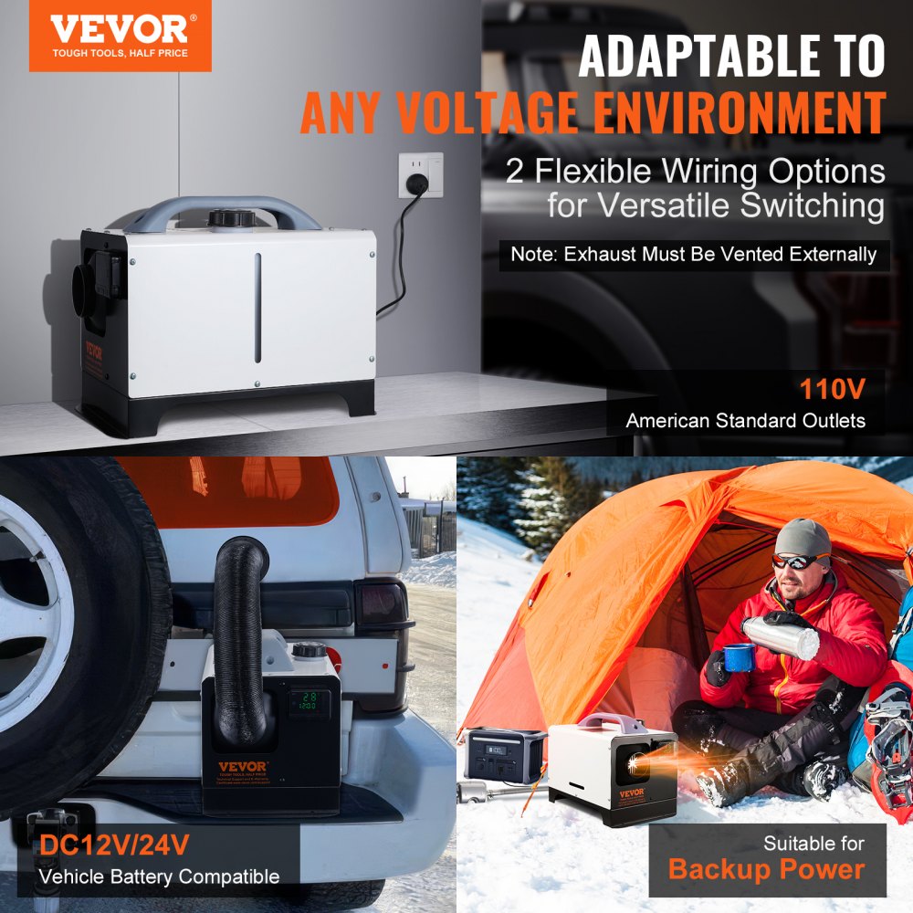 Vevor Diesel Heater All-in-One 12V 8 kW Portable Air Heater with Remote Control and LCD Screen New