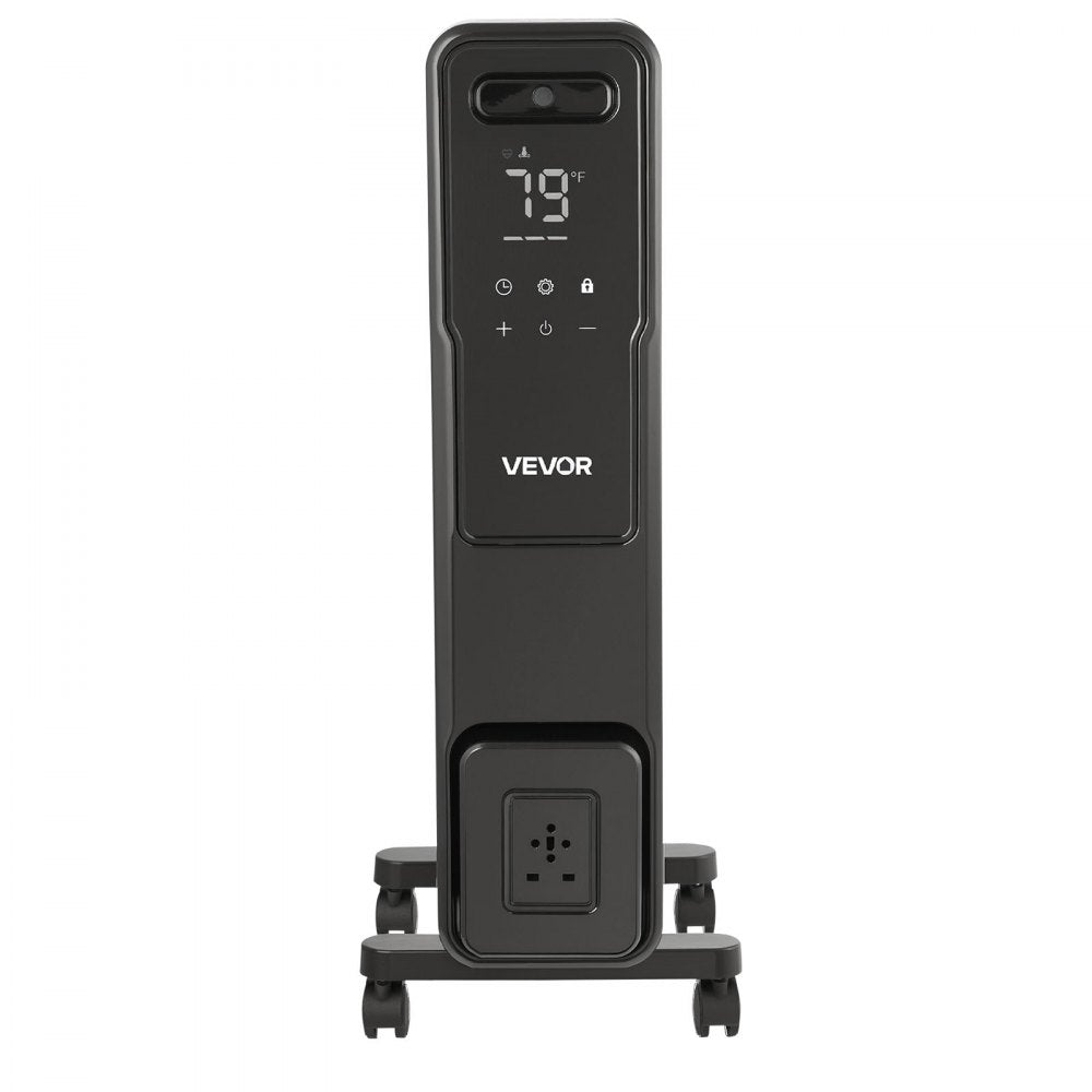 Vevor Oil Filled Radiator 1500W Radiant Space Heater with Remote Control Black New