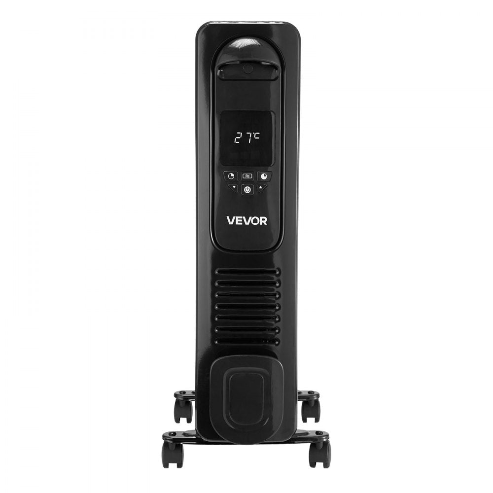 Vevor Electric Oil Filled Radiator 1500W LED Screen Thermostat Remote Control Black New