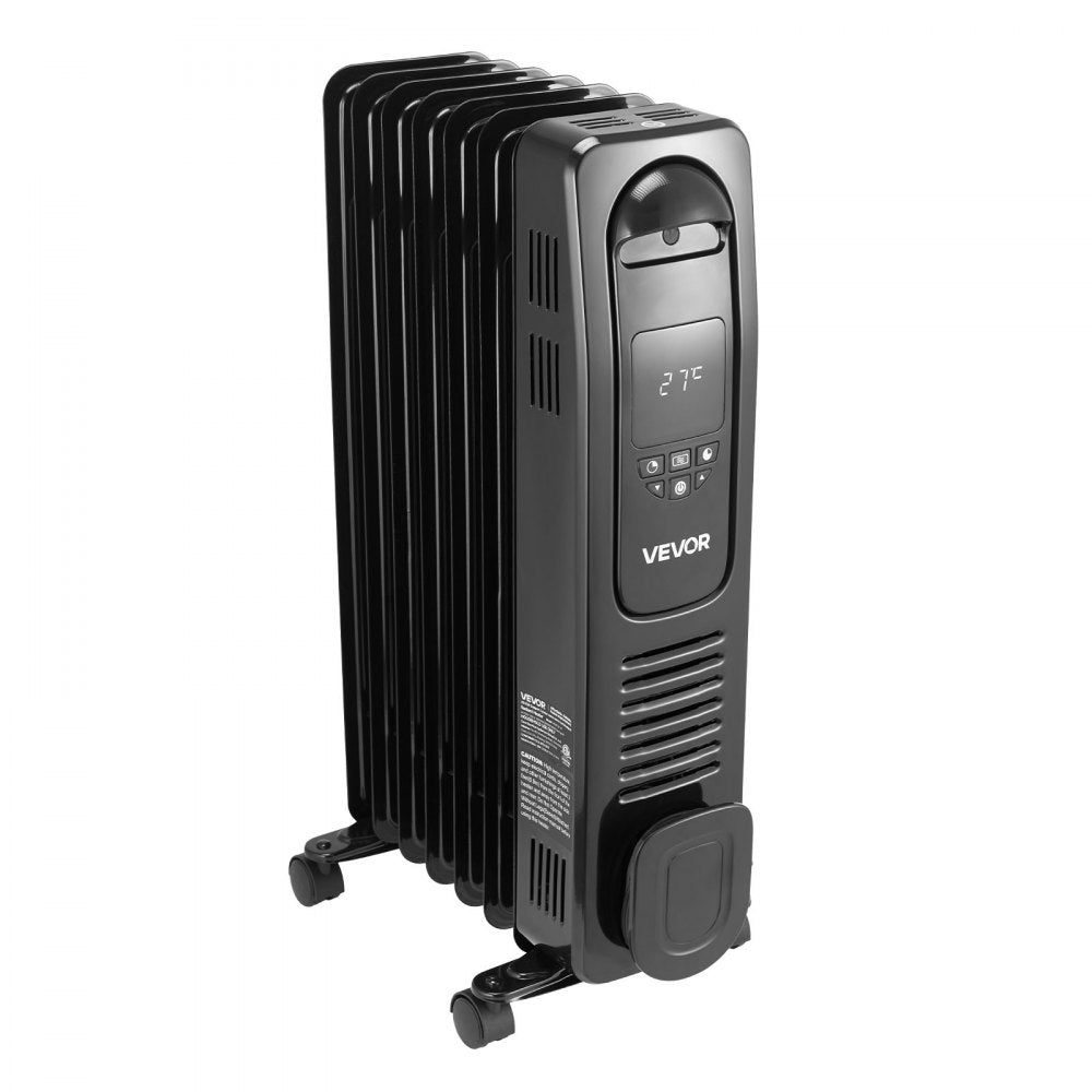Vevor Electric Oil Filled Radiator 1500W LED Screen Thermostat Remote Control Black New
