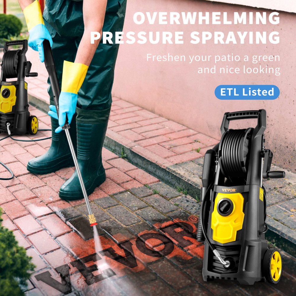 Vevor Pressure Washer Electric 2000 PSI 1.65 GPM with Hose Reel New