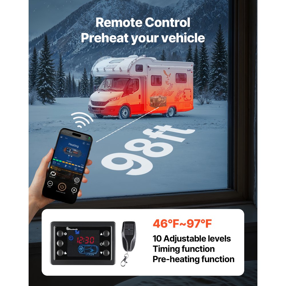 Vevor Diesel Heater Portable 8kW Bluetooth Air Heater 1.9 Gal 12V/24V New