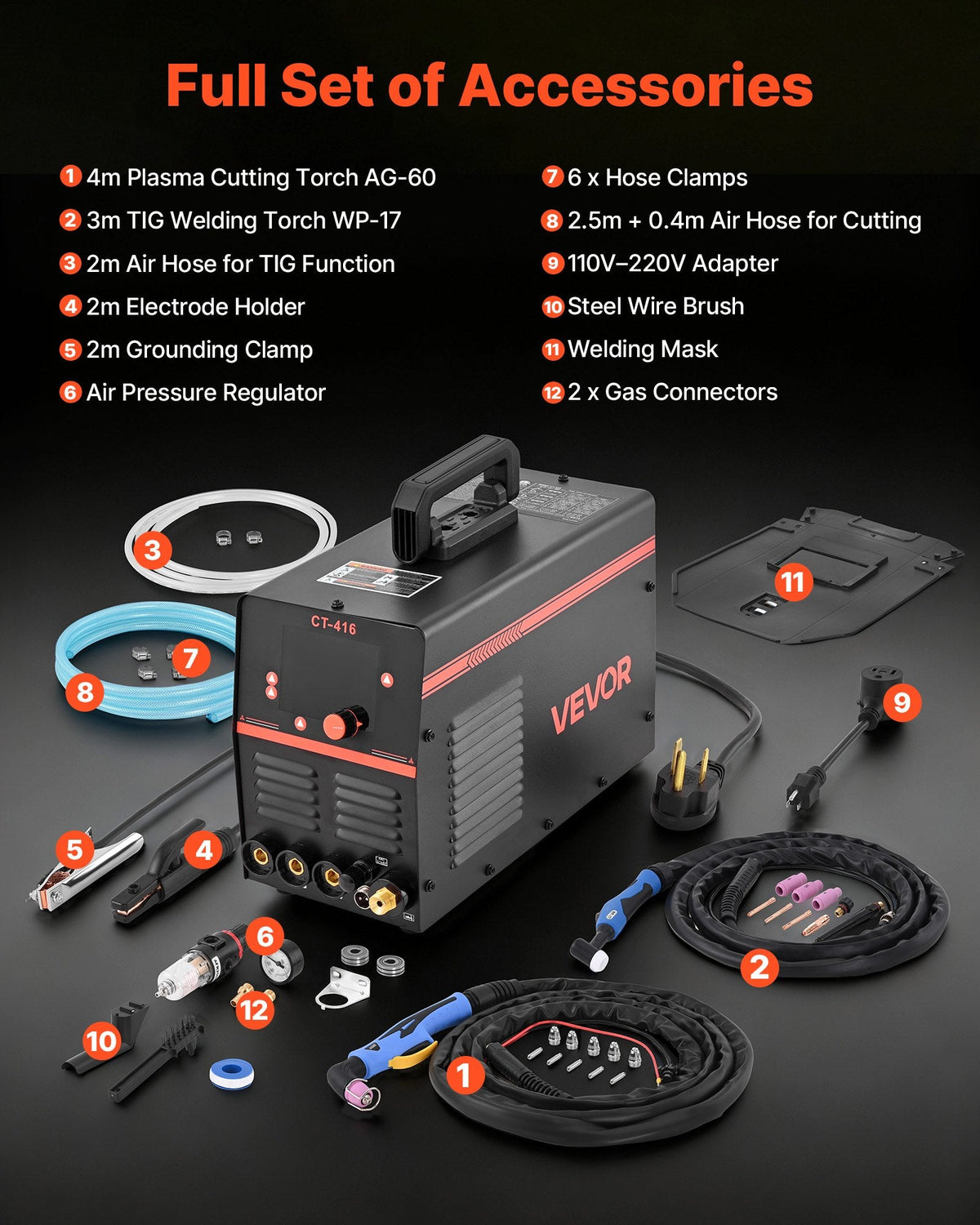 Vevor Plasma Cutter Welder Combo CUT/TIG/MMA 50A Non-Contact Cutting 200A TIG Stick 110/220V New
