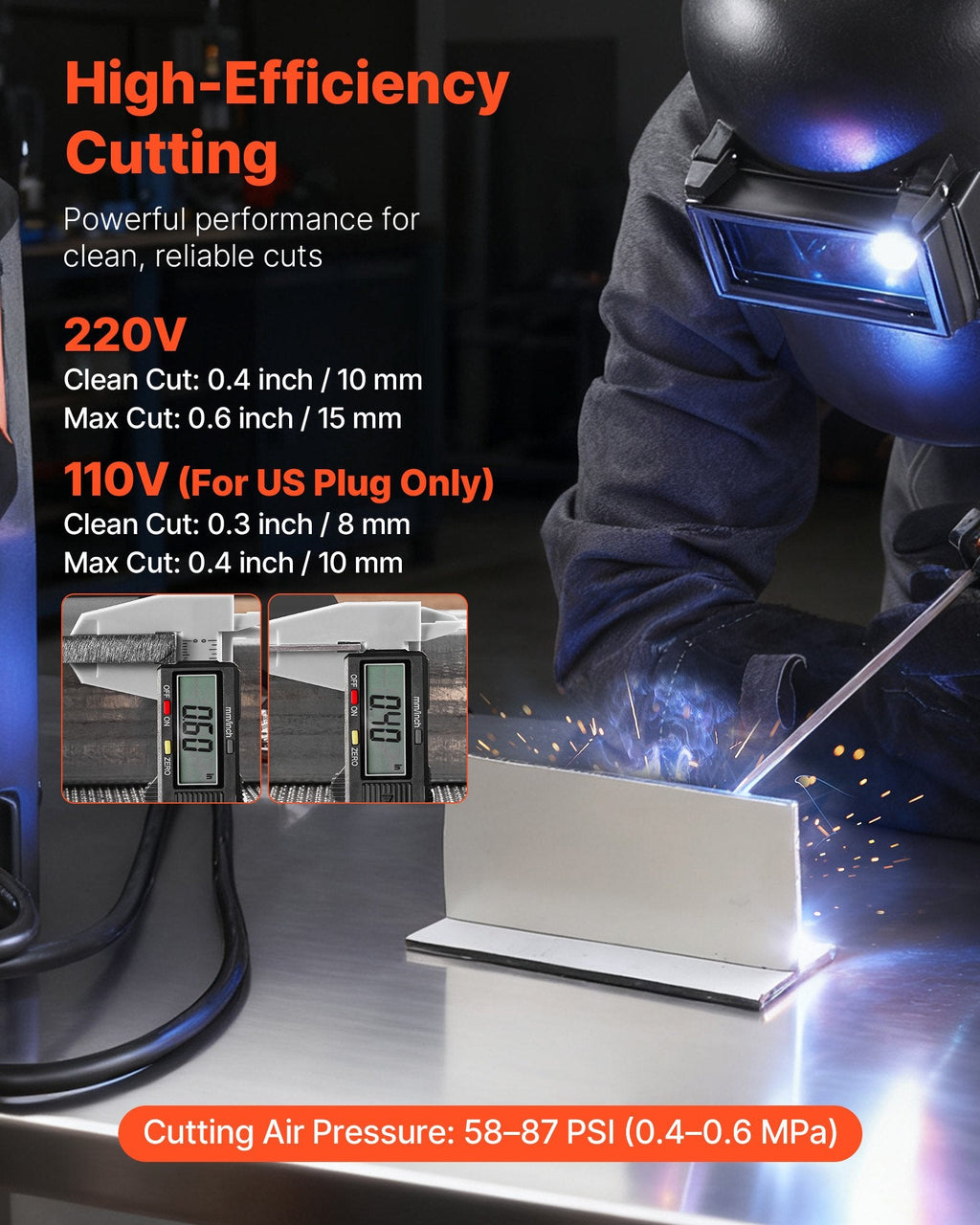 Vevor Plasma Cutter Welder Combo CUT/TIG/MMA 50A Contact Cutting 200A TIG Stick 110/220V New