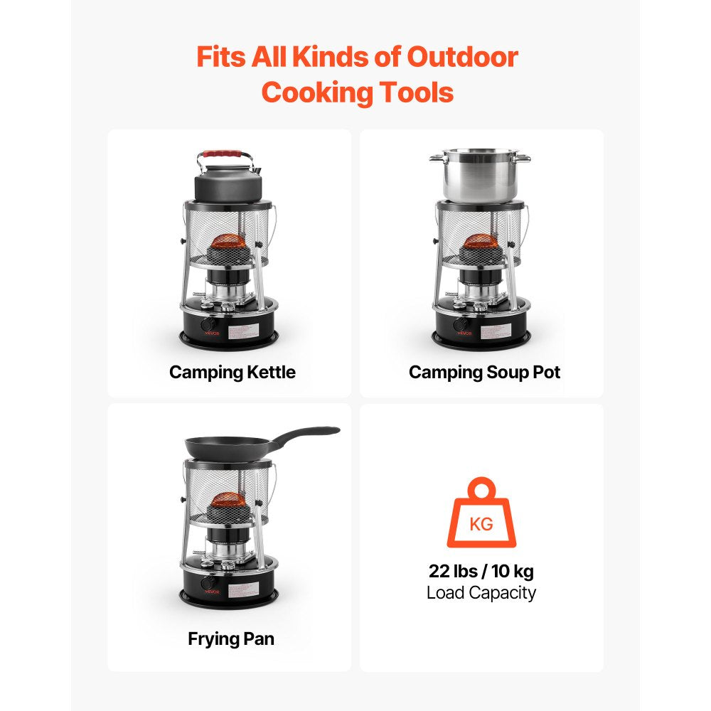 Vevor Kerosene Heater & Stove 9000 BTU Portable 2-in-1 Indoor Outdoor Camping Cooking Black New