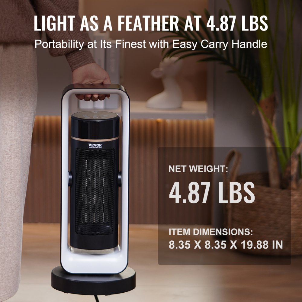 Vevor Space Heater Quiet Ceramic Fan with Thermostat Remote Control 20" New