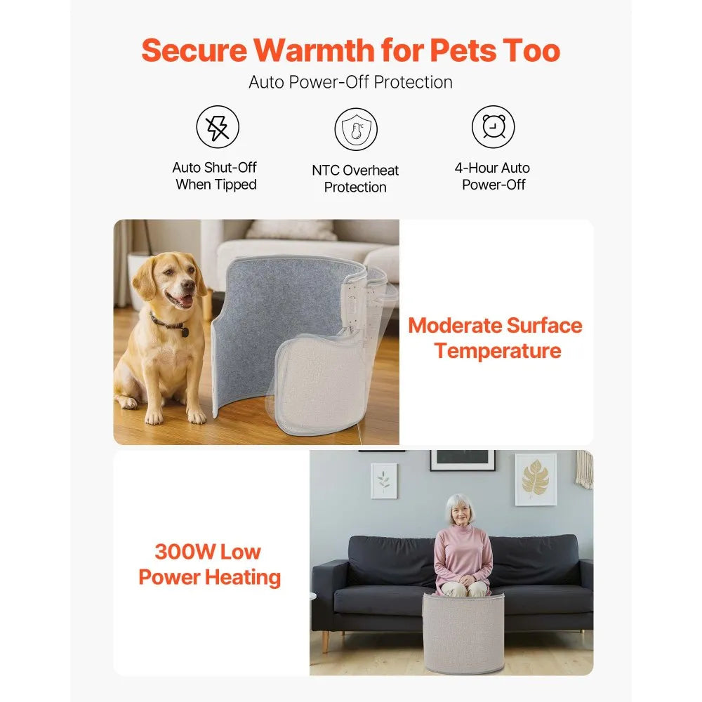 Vevor Space Heater Under Desk Rollable Foot Warmer Portable for Home & Office New