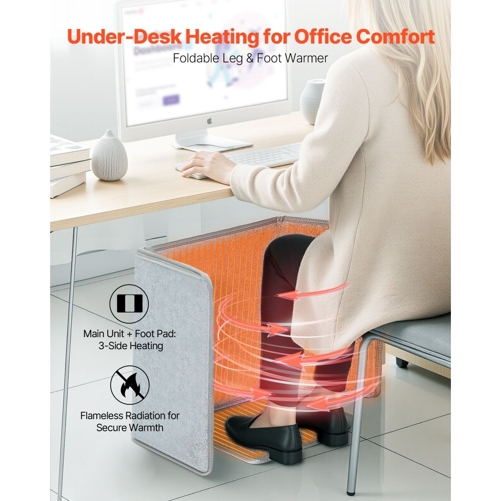 Vevor Space Heater Under Desk Foldable Foot Warmer Portable for Home & Office New