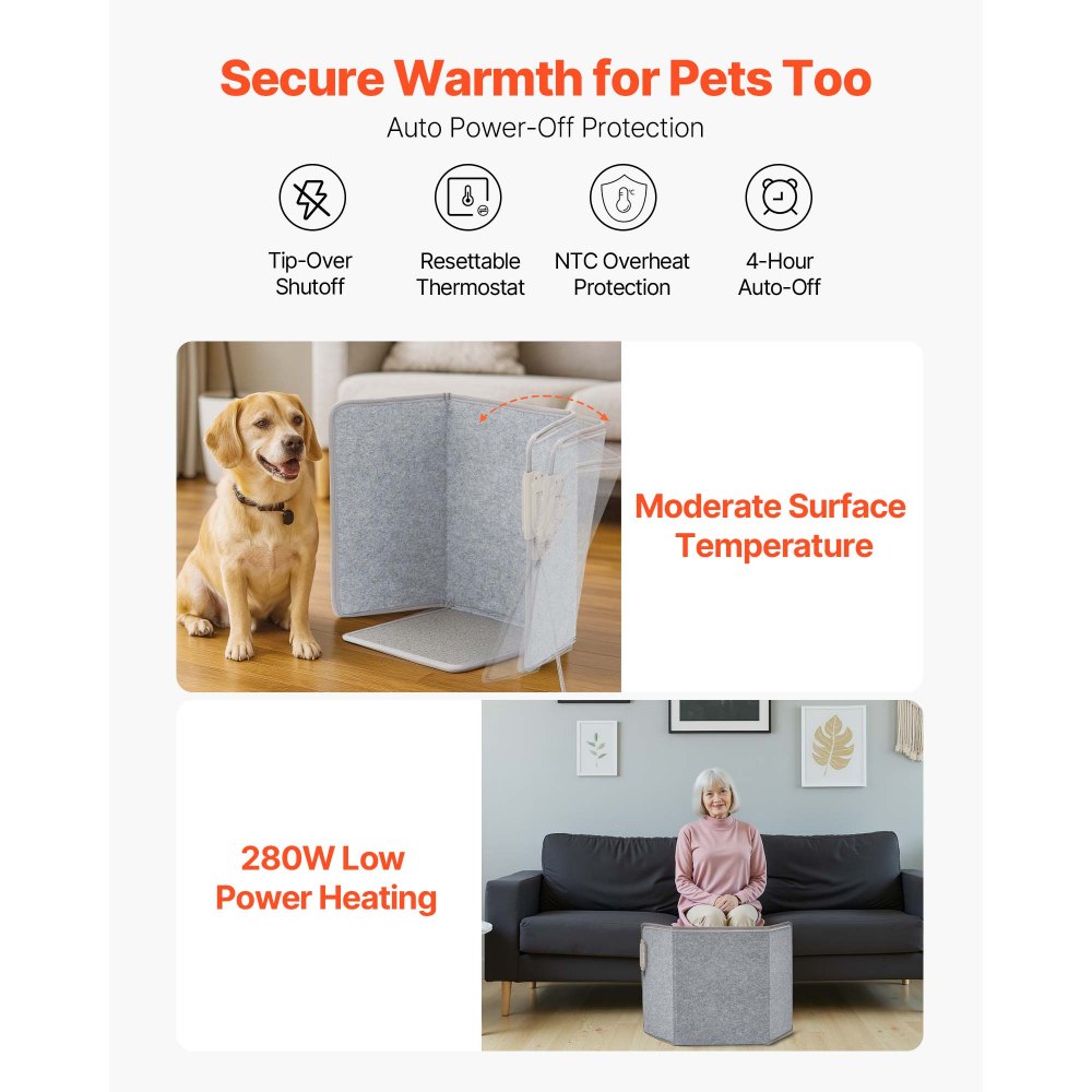 Vevor Space Heater Under Desk Foldable Foot Warmer Portable for Home & Office New
