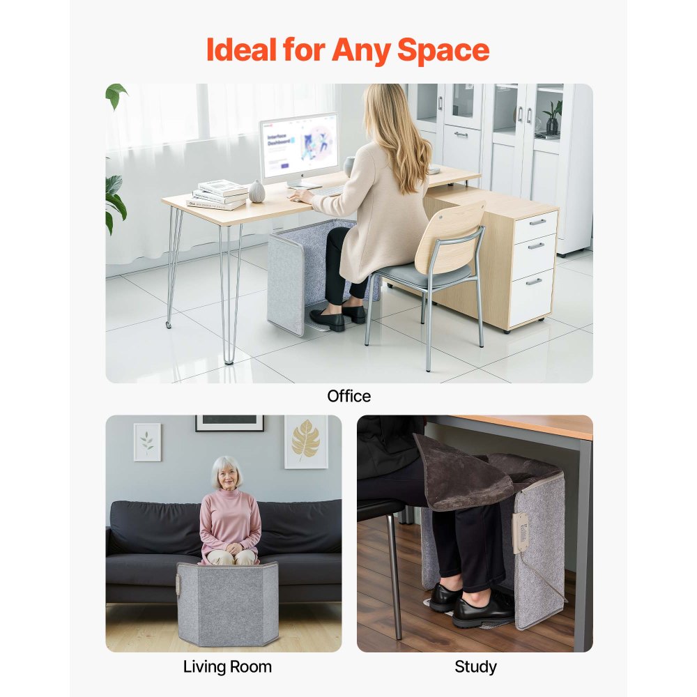 Vevor Space Heater Under Desk Foldable Foot Warmer Portable for Home & Office New