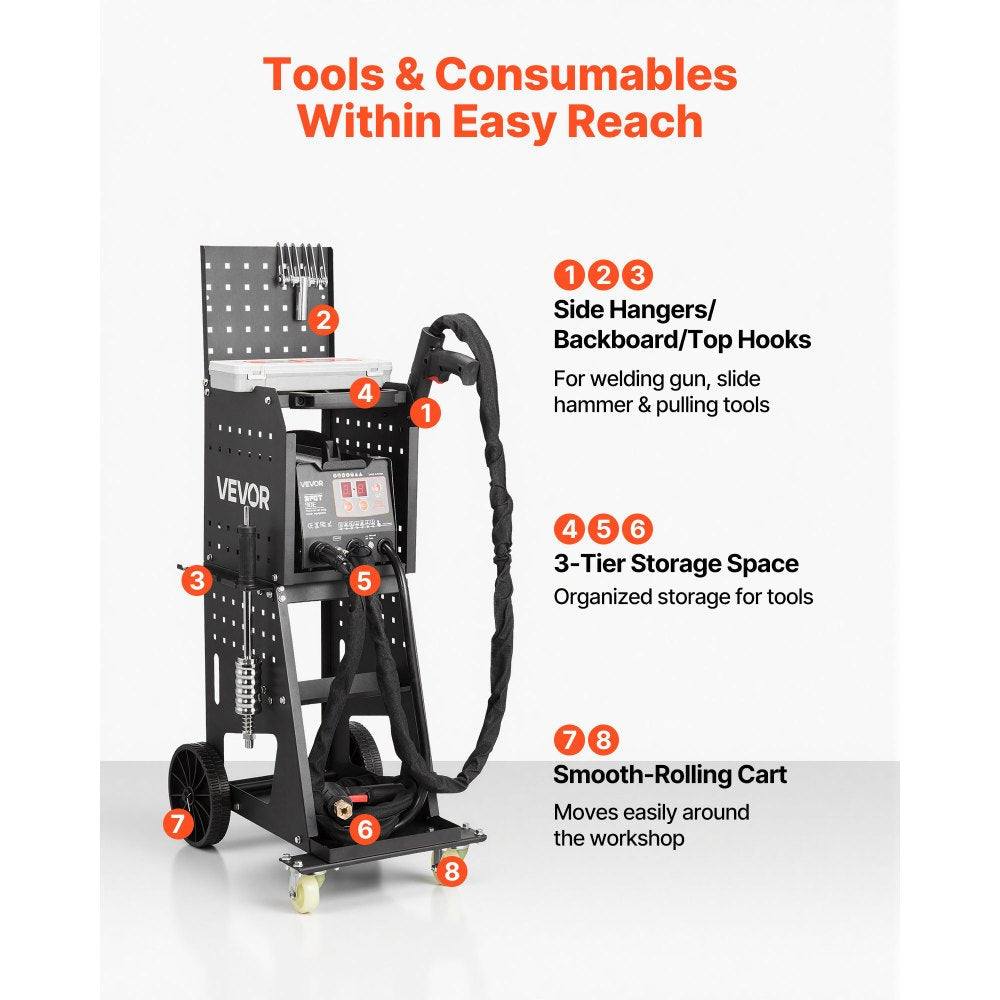 Vevor Spot Welder Stud Welder Dent Repair Kit with Welding Cart 3KW 110V New