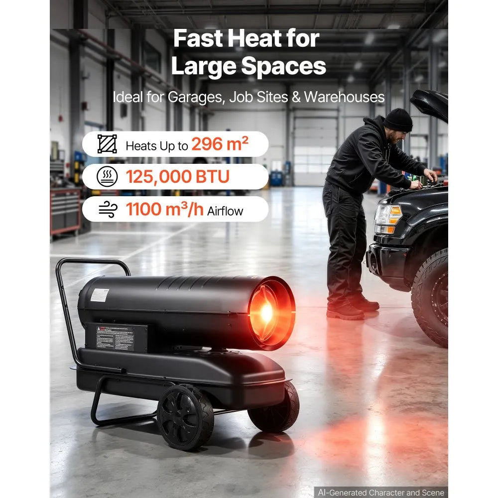 Vevor Kerosene Heater 125000 BTU Forced Air Diesel Torpedo Space Heater New
