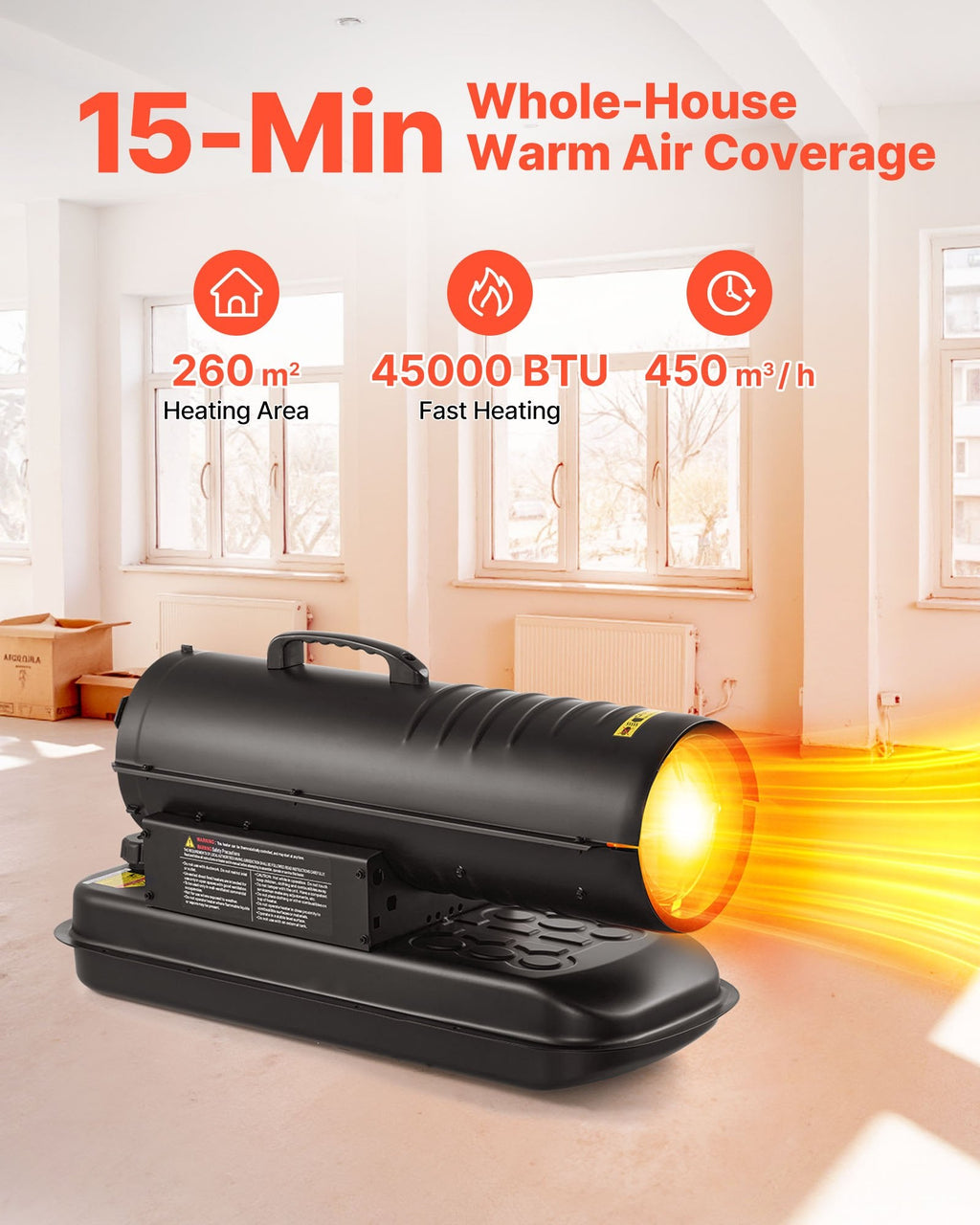 Vevor Forced Air Heater 45,000 BTU Kerosene Diesel Blower Portable New