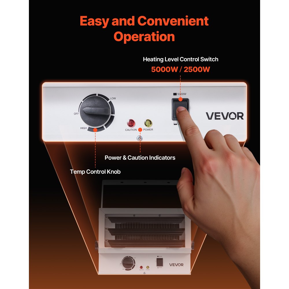 Vevor Electric Garage Heater 5000W Ceiling Mounted Shop Heater New