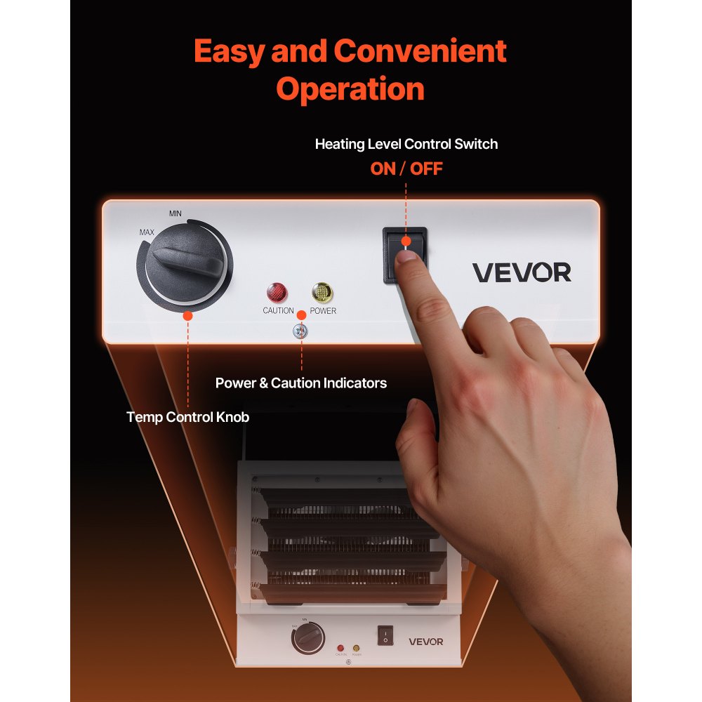 Vevor Electric Garage Heater 5000W Wall/Ceiling Mounted Shop Heater for 2 Cars 240V White New