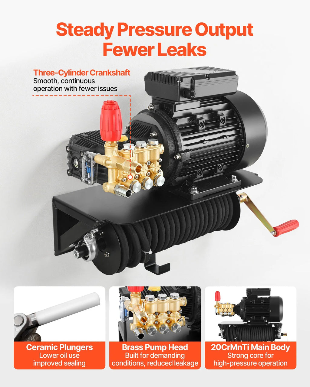 Vevor Electric Pressure Washer Pump Kit 1950 PSI 3.2 GPM with Wall Mount Hose Reel 240V New